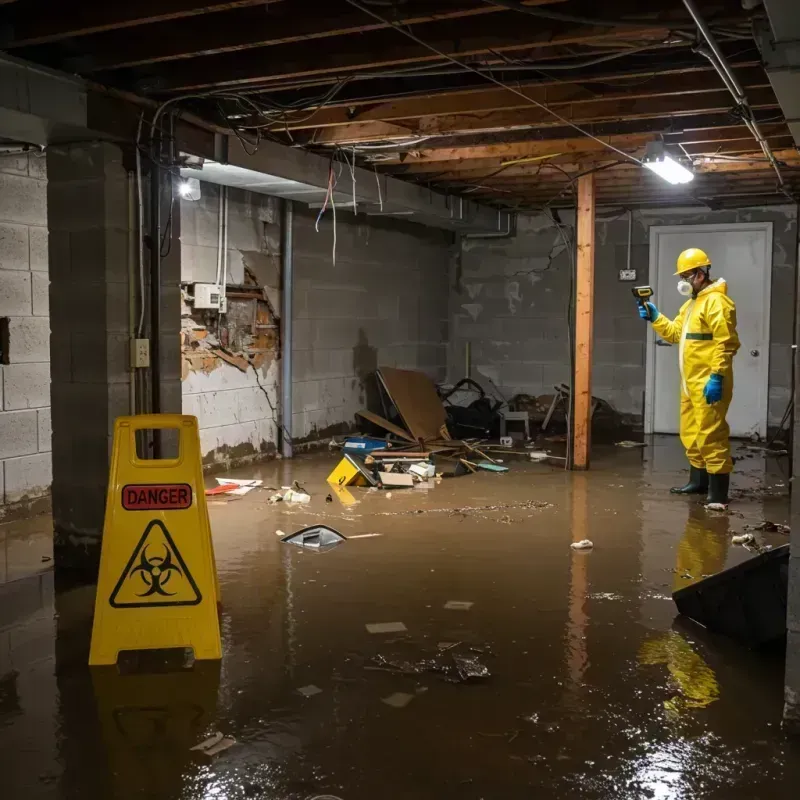 Flooded Basement Electrical Hazard in Machesney Park, IL Property